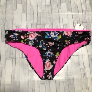 Leith Pink Floral Reversible Bikini Bott